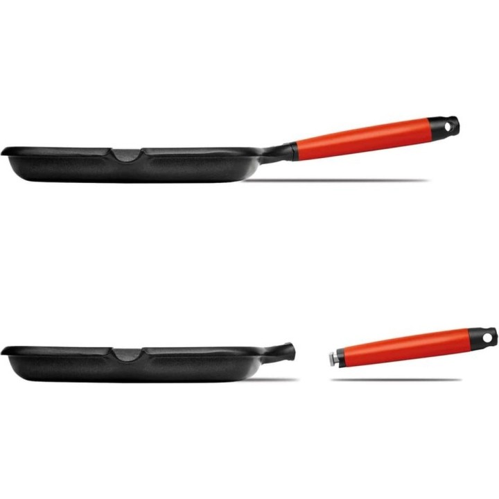 Sartén grill de inducción Castey con mango desmontable rojo - imagen adicional 3