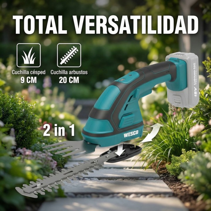 Tijera cortasetos y cortacesped batería WESCO 20 cm 18 V - vista adicional 3