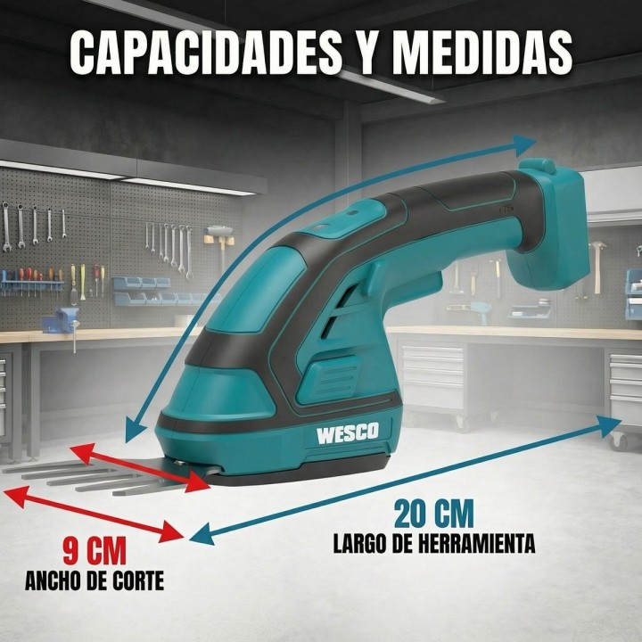 Tijera cortasetos y cortacesped batería WESCO 20 cm 18 V - vista adicional 4