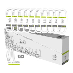 Pack ahorro 10 cables basik micro-usb 2,4a blanco tech one tech