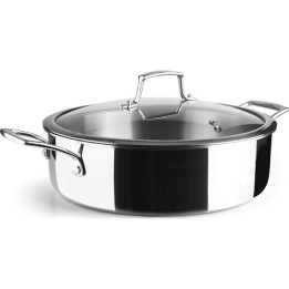 Cacerola baja TriChef de acero inoxidable con tapa 28 cm Lacor