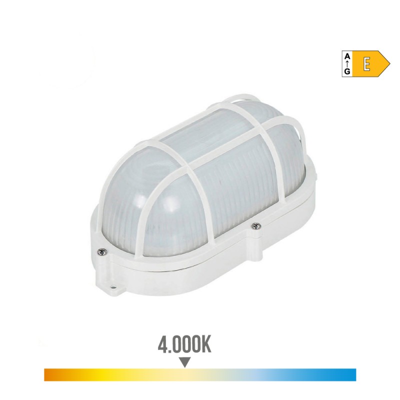 Aplique oval rejilla exterior led 9w 810lm ip65 4000k 11,8x21,2x9mm edm