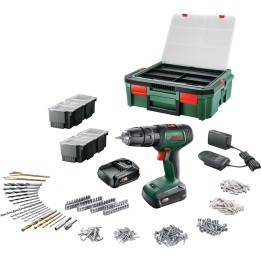 Taladro atornillador a batería Bosch 18 V con SystemBox y 241 accesorios