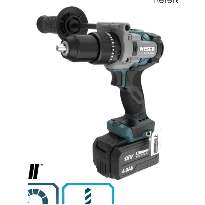 Taladro percutor a batería WESCO 18 V 140 Nm con maletín - vista adicional 4
