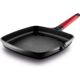 Sartén grill de inducción Castey con mango desmontable rojo