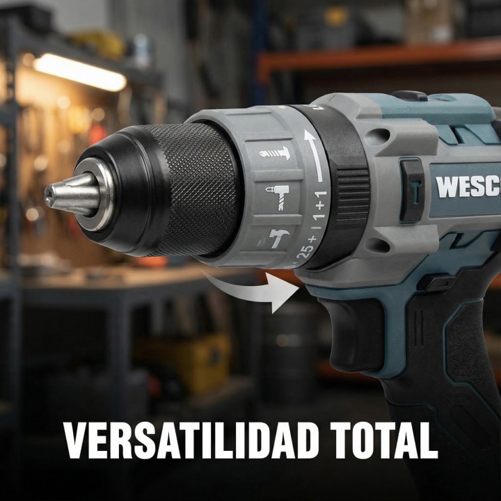 Taladro percutor a batería WESCO 18 V 60 Nm con 2 baterías - vista adicional 5