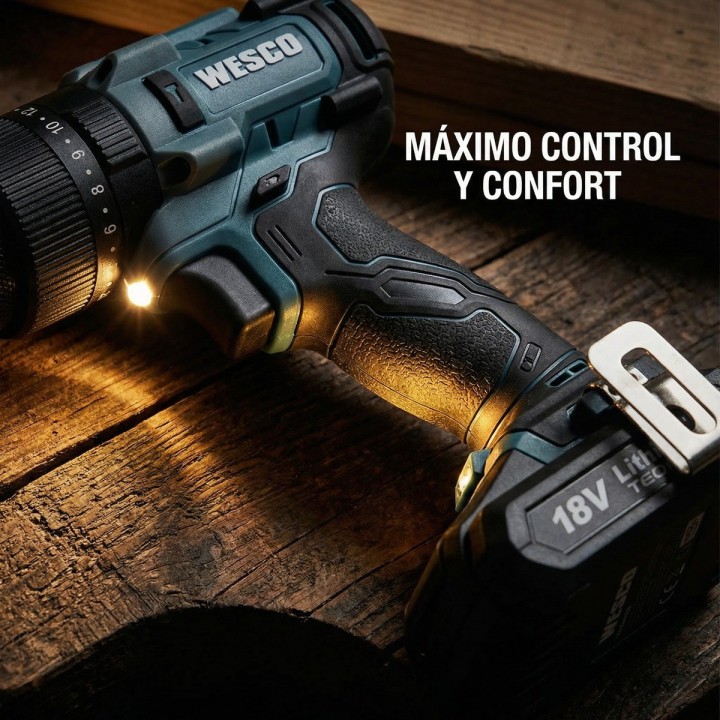 Taladro percutor a batería WESCO 18 V 60 Nm con 2 baterías - vista adicional 6