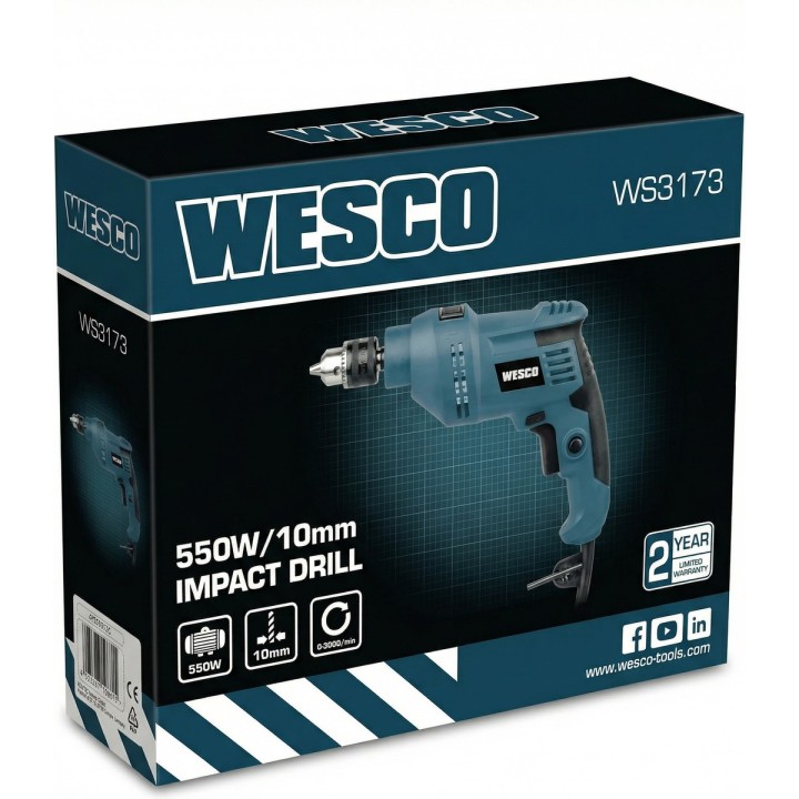 Taladro percutor con cable WESCO 550 W 10 mm - vista adicional 1