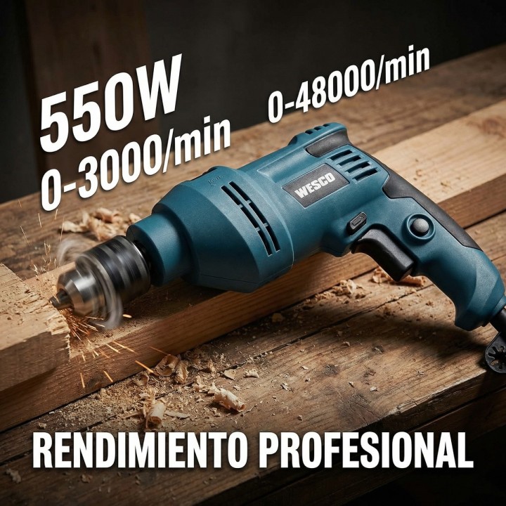 Taladro percutor con cable WESCO 550 W 10 mm - vista adicional 4
