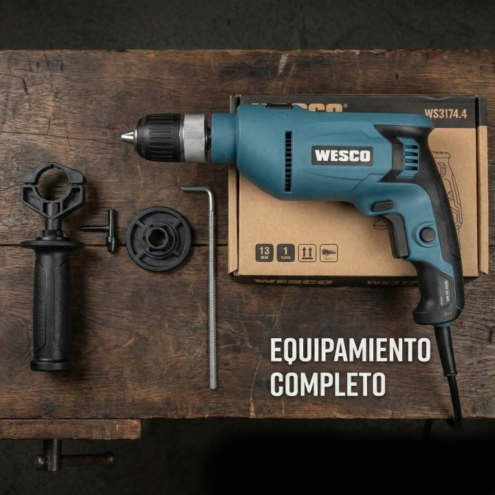 Taladro percutor WESCO 750 W con portabrocas de 13 mm - vista adicional 1