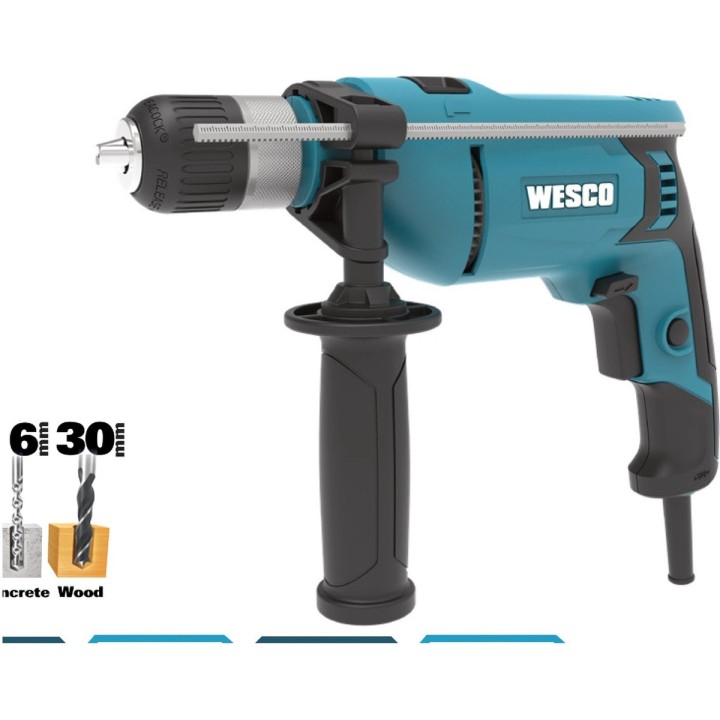 Taladro percutor WESCO 750 W con portabrocas de 13 mm - vista adicional 4