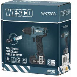 Taladro atornillador WESCO 18 V 30 Nm con batería de 2,0 Ah
