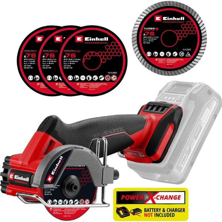 Cortadora inalámbrica Einhell TP-CO 18/76-C Li BL Solo 18 V - vista adicional 3