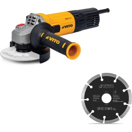 Amoladora con cable VITO 850 W 115 mm con disco de diamante VIRE11585A+VIDL115