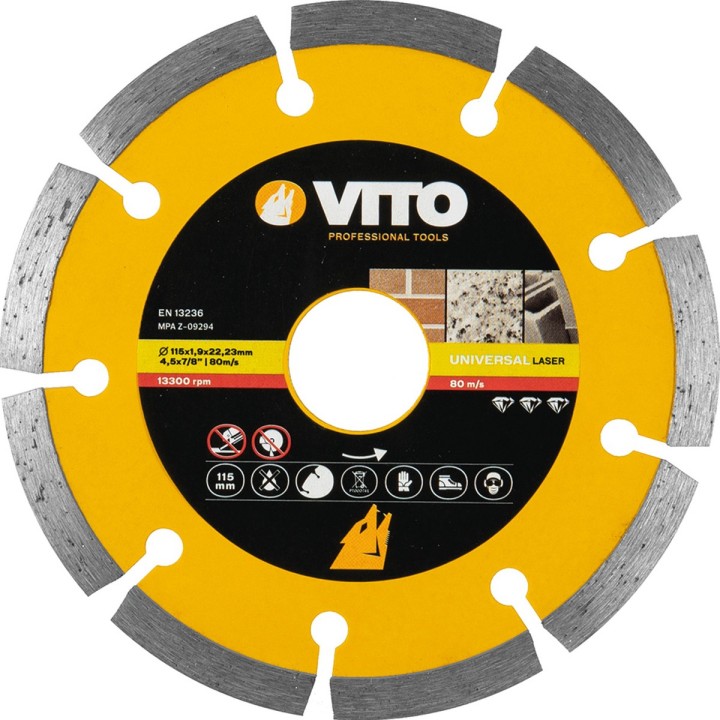 Amoladora con cable VITO 850 W 115 mm con disco de diamante VIRE11585A+VIDL115 - vista adicional 3
